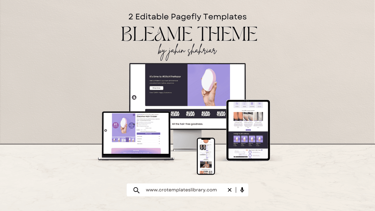Bleame Shopify Theme ( 2 Editable Pagefly Templates )