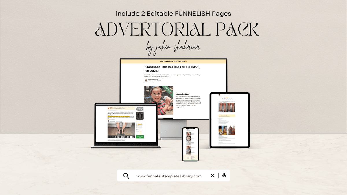 Funnelish Advertorial Templates ( 2 Easily Editable Funnelish Templates Pack )