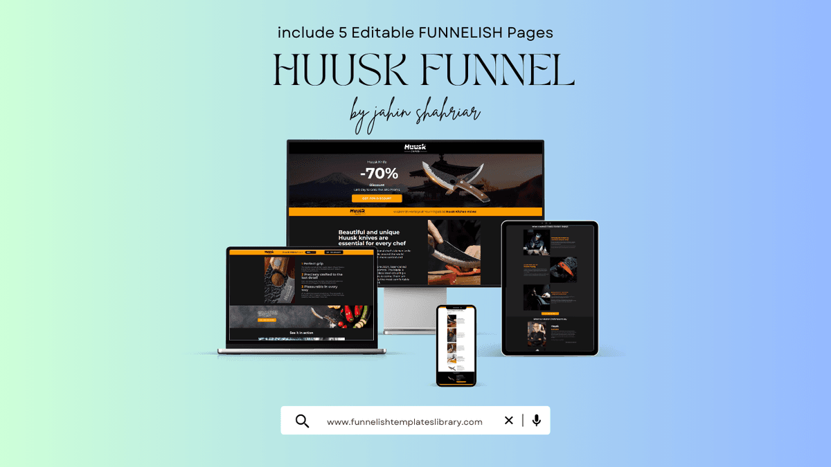 Huusk Knives Funnelish Templates ( 5 Easily Editable Funnelish Template )