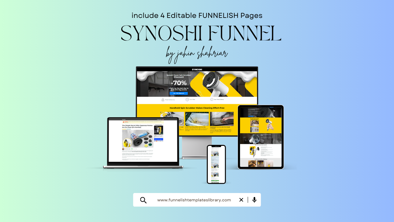 Synoshi Funnelish Template 👉 Synoshi Power Spin Scrubber Funnelish Templates